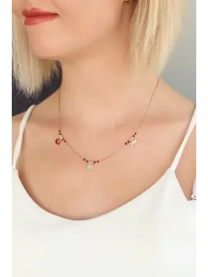 Renkli Boncuklu Bayan Kolye