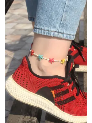 Renkli Deniz Yıldızı Tasarımlı Boncuklu Halhal