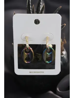 Renkli Hematit Taşlı Küpe Seti