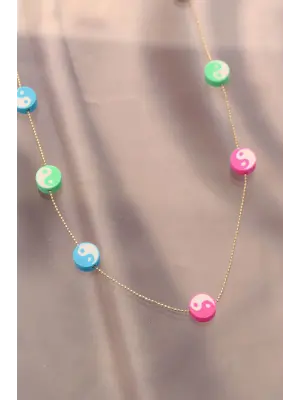 Renkli Ying Yang Fimo Kolye