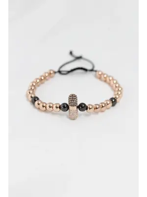 Rose Renk Çelik Zirkon Objeli Asansörlü Bileklik