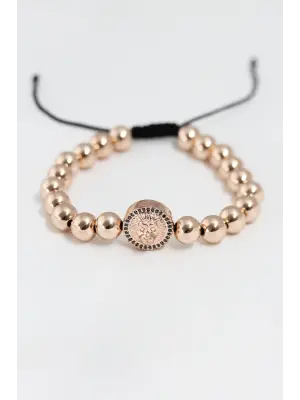 Rose Renk Çelik Zirkon Objeli Asansörlü Bileklik