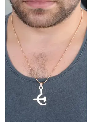 Rose Renk Metal Orak ve Balta Figürlü Erkek Kolye