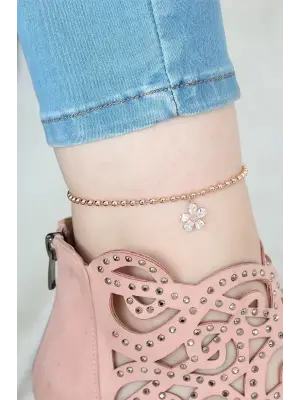 Rose Renk Top Zincirli Taşlı Çiçekli Hal Hal