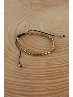 Sarı Renk Makrome Doğal Taş Erkek Bileklik