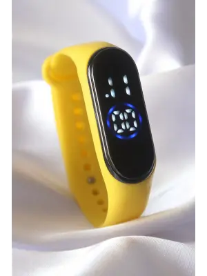Sarı Renk Silikon Kordon Led Dokunmatik Saat