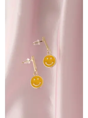 Sarı Renk Smile Küpe