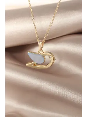 Sedefli Mavi Renk Kuş Kolye