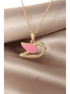 Sedefli Pembe Renk Kuş Kolye