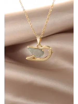 Sedefli Yeşil Renk Kuş Kolye