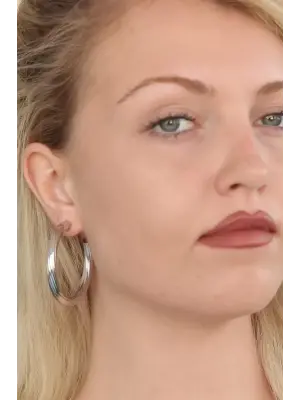 Silver Renk Halka Metal Bayan Küpe