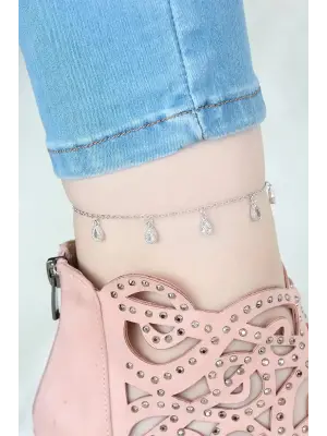 Silver Renk Zincirli Zirkon Taşlı Hal Hal