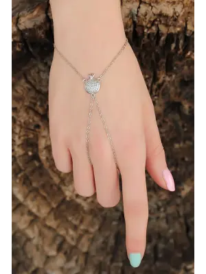 Silver Renk Zirkon Taşlı Nar Figürlü Şahmeran Bileklik
