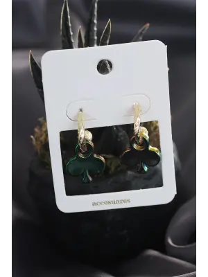 Sinek İkili Kart Tasarımlı Hematit Taşlı Küpe Seti