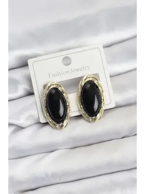 Siyah Badem Model Vintage Kadın Küpe