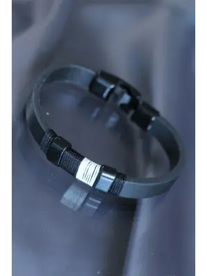 Siyah Beyaz Renkli Deri Bileklik