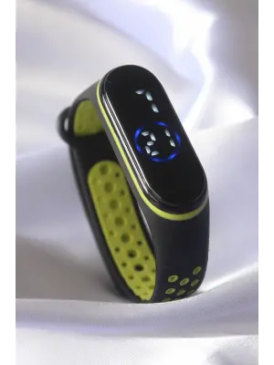 Siyah Sarı Renk Silikon Dijital Dokunmatik Led Saat