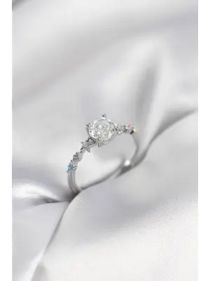 Tek Taş Model Zirkon Taşlı Gümüş Renk Kadın Yüzük