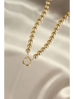 Trend Altın Renk Boncuklu Tasarım Çelik Kadın Kolye