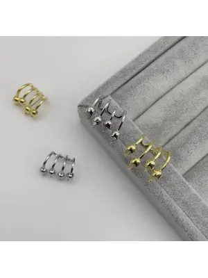 Üç Sıralı Sıkıştırmalı Çoklu Earcuff Küpe