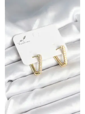 Üçgen Model Zirkon Taşlı Kadın Küpe