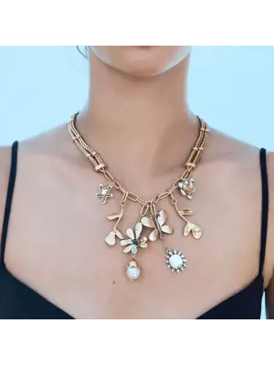 Vip Çift Zincir Kelebekli Charm Kolye Zara