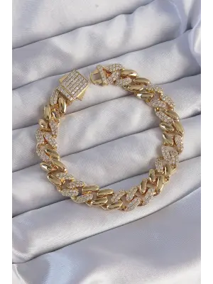 Vip Seri Gurmet Gold Renk Zirkon Taşlı Bileklik