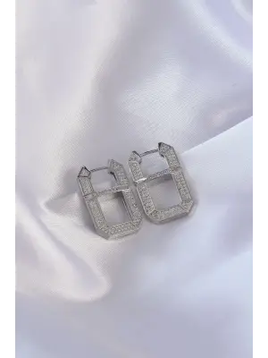 Vip Seri  Gümüş Zirkon Taşlı Serenay Küpesi