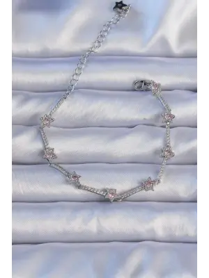 Vip Seri Pirinç Gümüş Renk Zirkon Taşlı Yıldız Model Bileklik