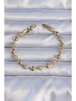 XUPİNG Altın Renk Zirkon Taşlı Topçuk Model Bileklik