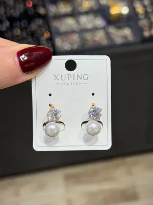 Xuping Çelik Küpe İncili Taşlı