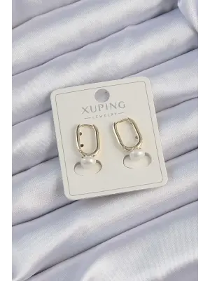 Xuping Altın İnci Taşlı Uzun Halka Küpe