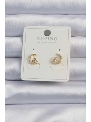 Xuping Altın Zirkon Taşlı Tavşan Figürlü Ay Küpe