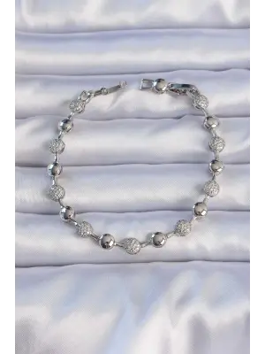 XUPİNG Gümüş Renk Zirkon Taşlı Topçuk Model Bileklik