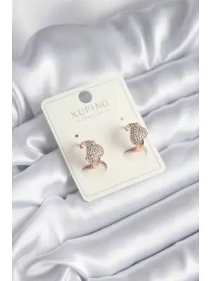 Xuping Model Zirkon Taşlı Yaprak Çelik Küpe