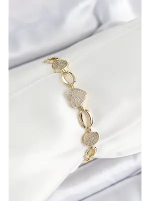 Xuping Pirinç Kalp ve Daire Model Gold Renk Kadın Bileklik