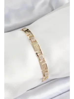Xuping Pirinç Parçalı Labirent Model Gold Renk Kadın Bileklik