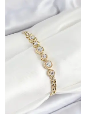 Xuping Pirinç Sıralı Daire Baget Model Gold Renk Kadın Bileklik