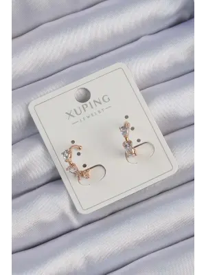 Xuping Rose Renk Damla Zirkon Taşlı Earcuff Küpe
