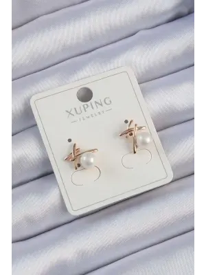 Xuping Rose Renk İnci Taşlı Çubuk Küpe