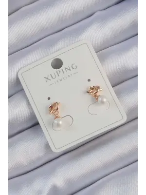 Xuping Rose Renk İnci Taşlı Düğüm Küpe