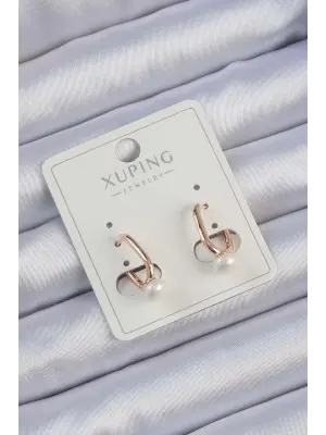 Xuping Rose Renk İnci Taşlı Halka Küpe