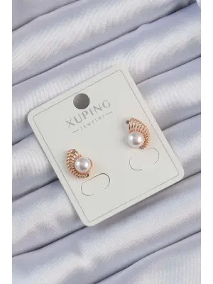 Xuping Rose Renk İncili Tırtıklı Küpe