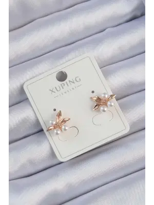 Xuping Rose Renk İncili Yaprak Küpe