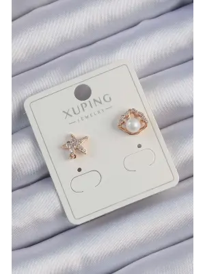 Xuping Rose Renk İncili Zirkon Taşlı Deniz Yıldızı Küpe