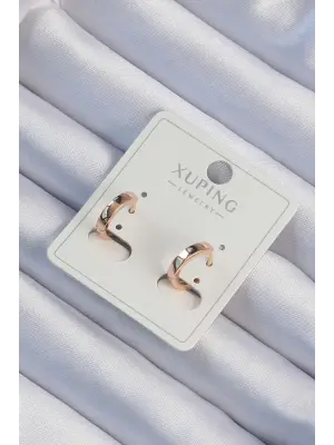 Xuping Rose Renk Oval Kesim Aynalı Halka Küpe