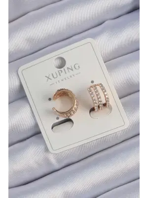 Xuping Rose Renk Sıralı Zirkon Taşlı Earcuff Küpe