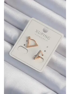 Xuping Rose Renk Yansımalı Üçgen Küpe
