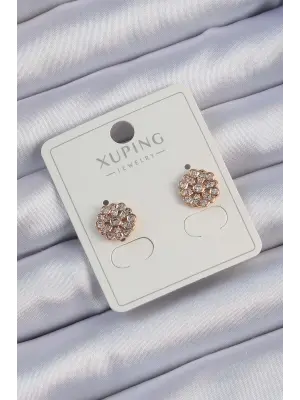 Xuping Rose Renk Zirkon Taş Kaplama Oval Küpe