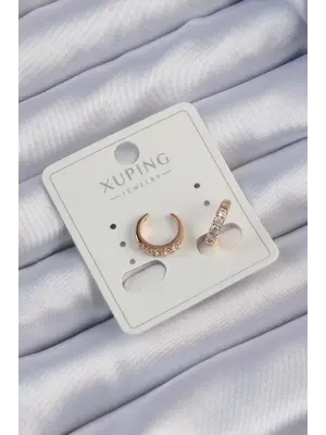 Xuping Rose Renk Zirkon Taşlı Ay Görünümlü Earcuff Küpe